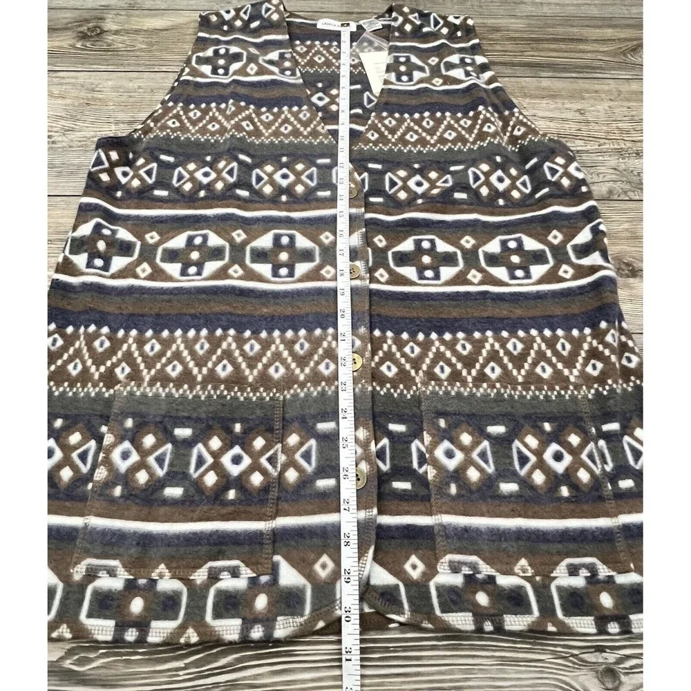 Vtg Lauren Brooke Leisure Wear Fleece Vest Women's M‎ Southwestern Aztec Print